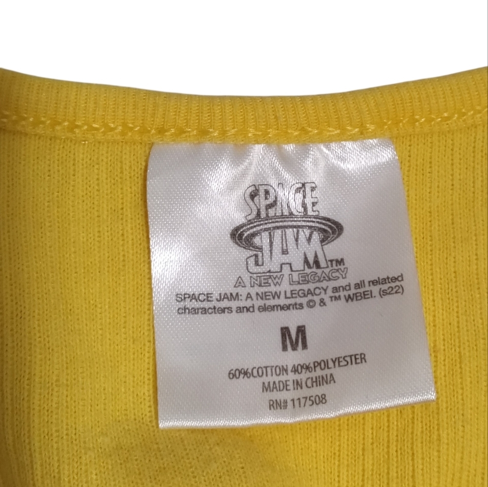 Space Jam Tune Squad Yellow Crop Top Shorts 2 Piece Cartoon Lounge Set Sz M - Picture 4 of 8